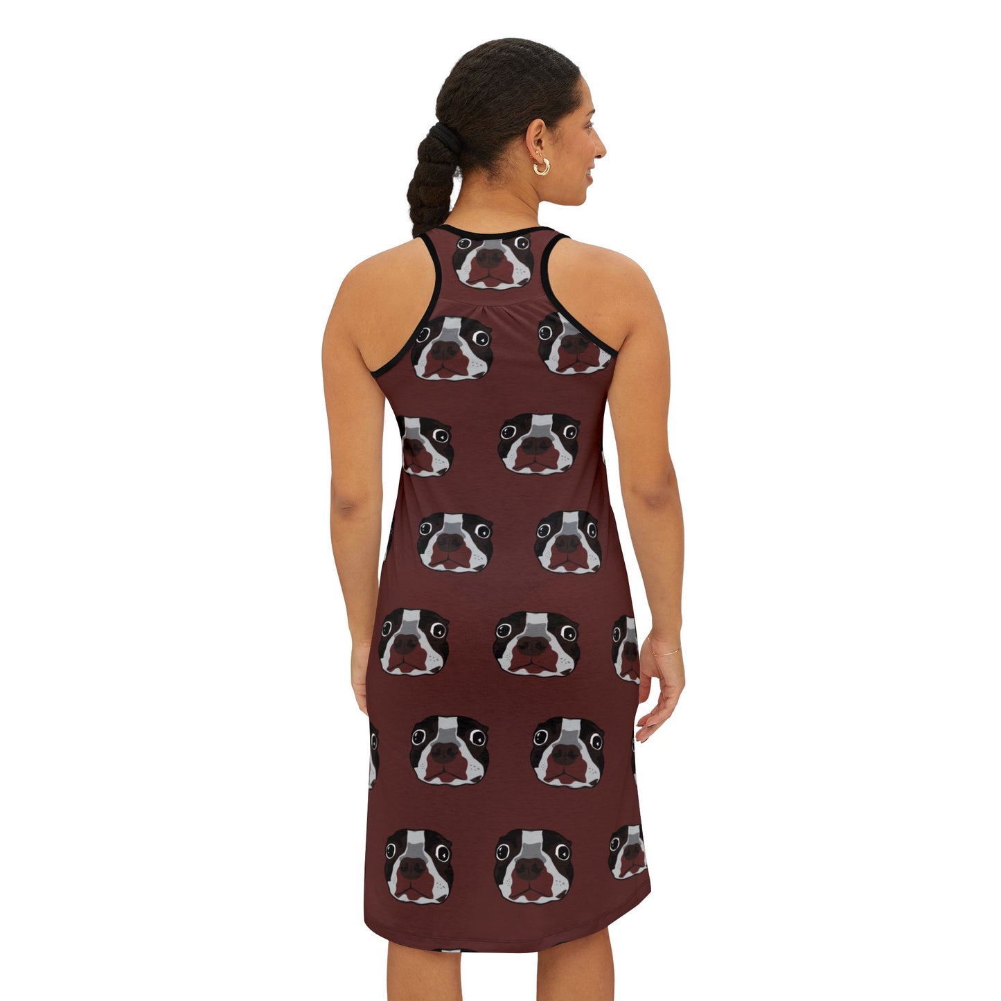 Cute Bulldog Print Racerback Dress for Dog Lovers