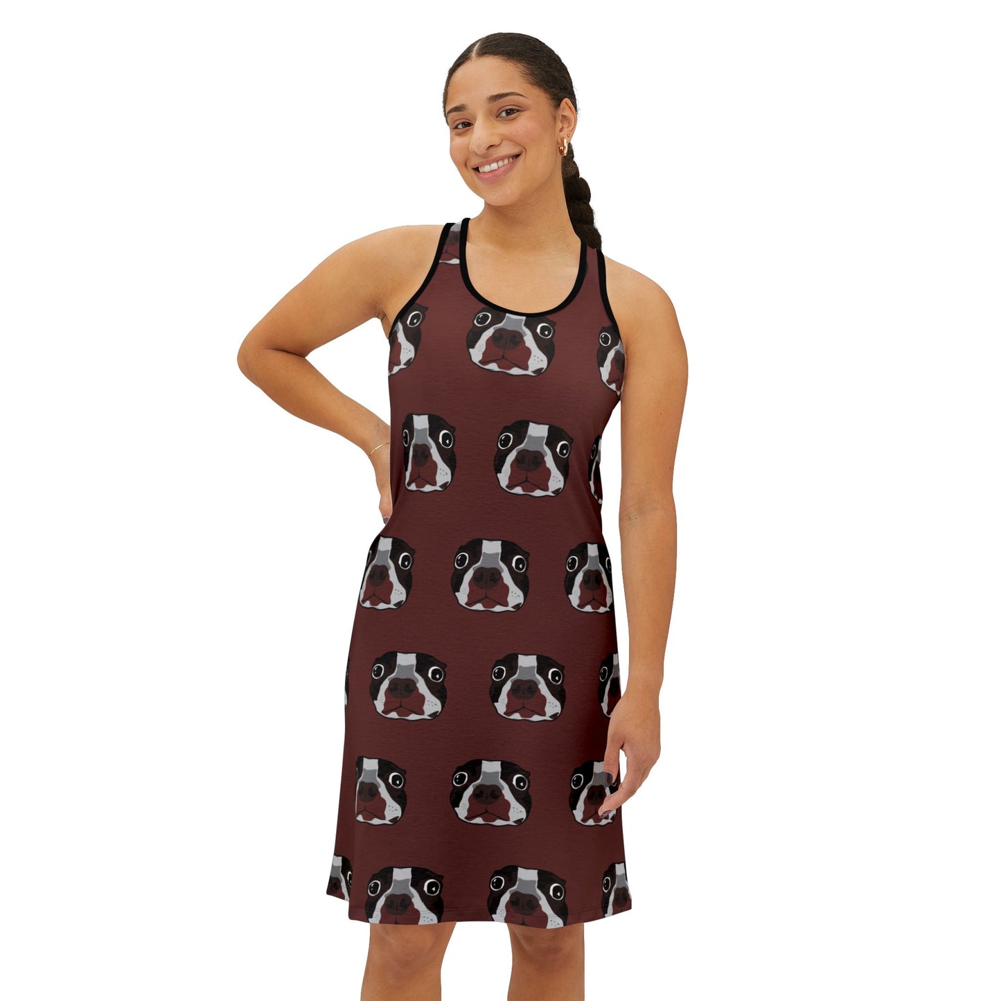 Cute Bulldog Print Racerback Dress for Dog Lovers