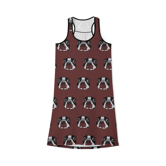 Cute Bulldog Print Racerback Dress for Dog Lovers
